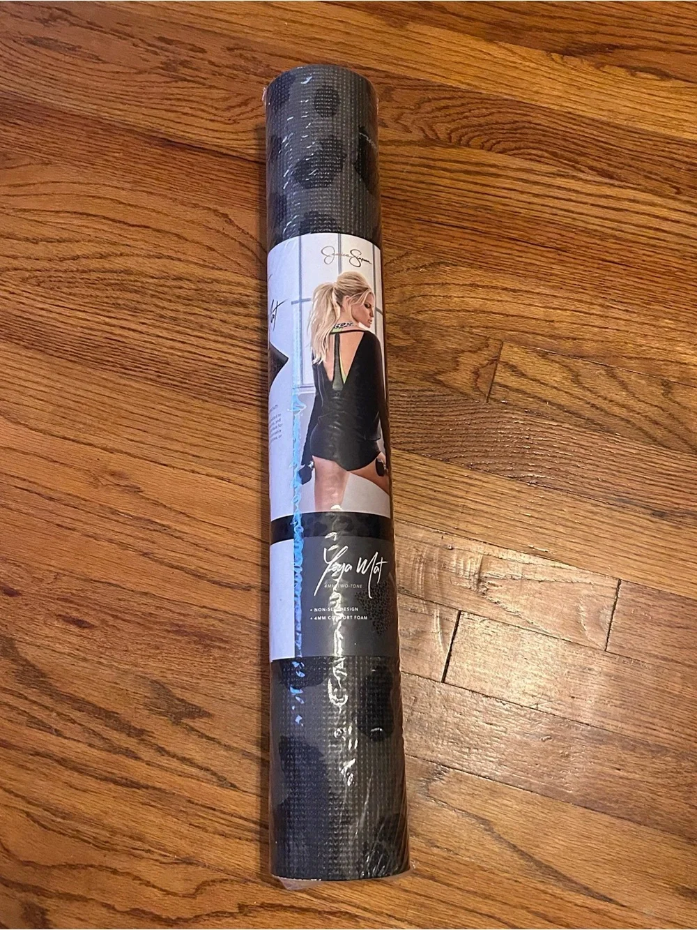 Jessica Simpson Black & Gray Leopard print Yoga Mat - Non-Slip Exercise Mat